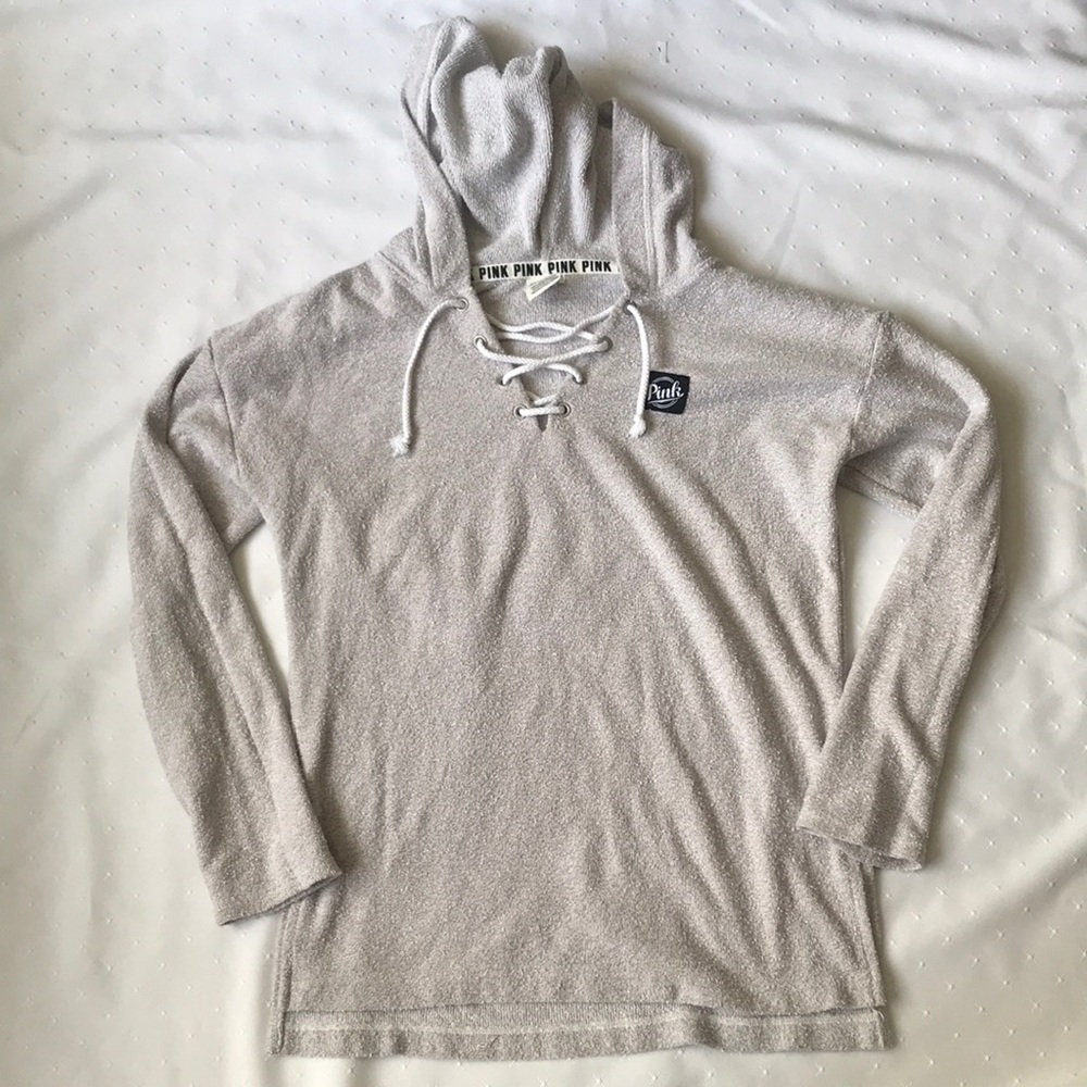 PINK Victoria’s Secret Hoodie with Lace Up Detail